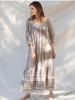 Christy Dawn Bianca Dress in Washed Noir Stripe M